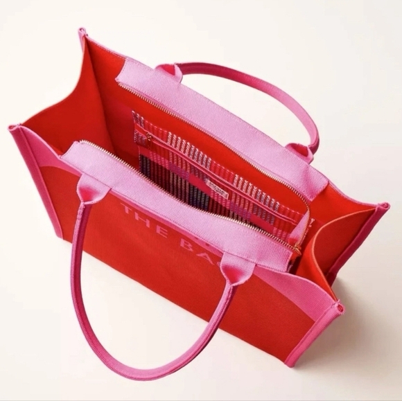 NEW Kate Spade New York X Target Colorblock Knit Tote “It’s In The Bag” Pink/Red - Picture 3 of 4